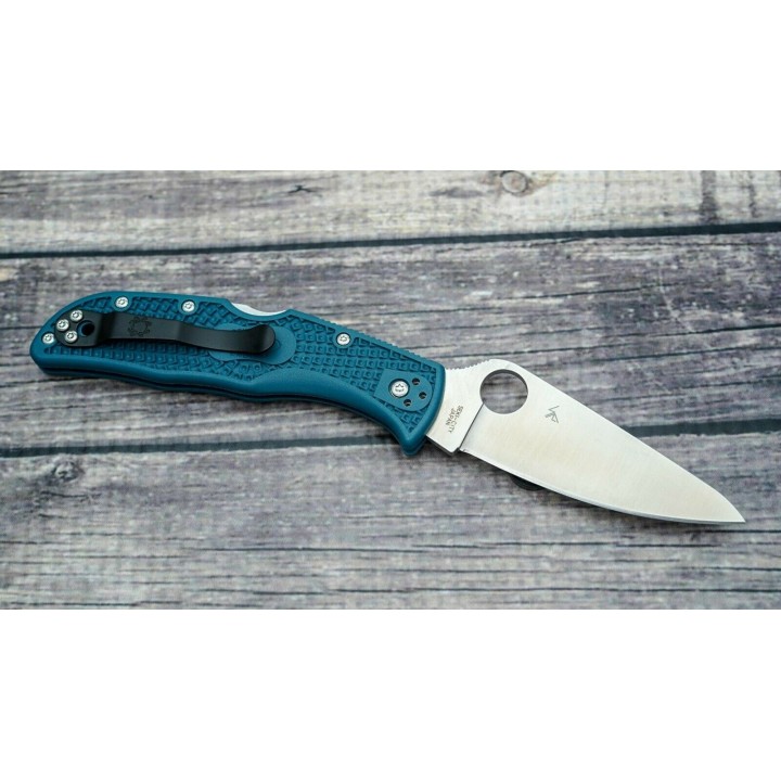 Couteau Spyderco Endela K390 Manche FRN Blue Lame Acier K390 Lockback Clip Made Japan SC243FPK390 - Livraison Gratuite