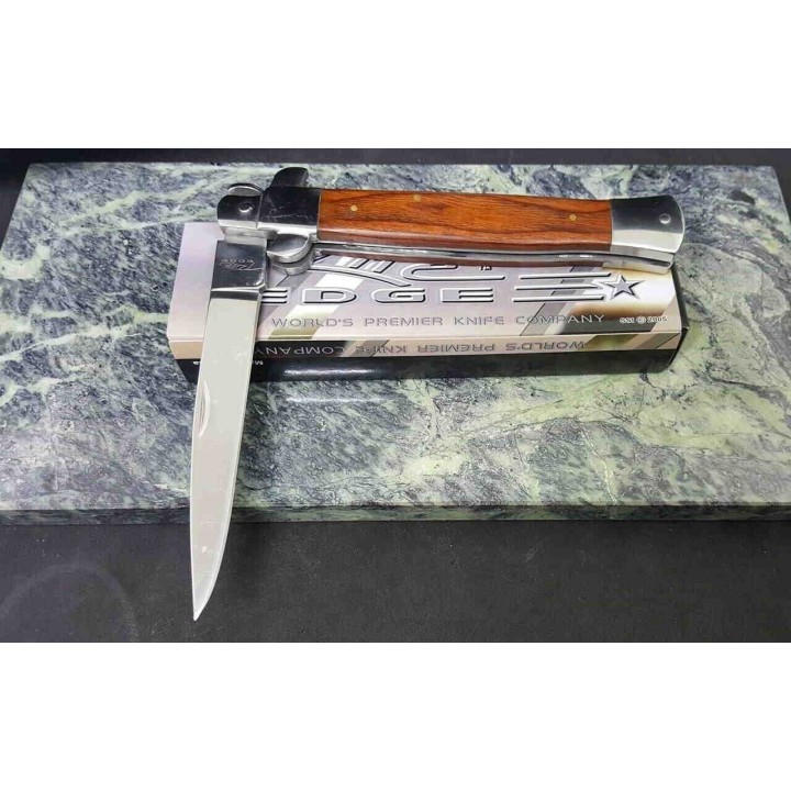CN210661 Lot de 2 Couteau Stiletto Mafia Milano Lame Acier Inox Manche Bois Lockback - Livraison Gratuite 