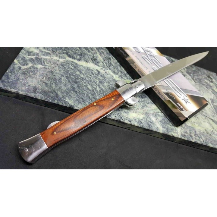 CN210661 Lot de 2 Couteau Stiletto Mafia Milano Lame Acier Inox Manche Bois Lockback - Livraison Gratuite 