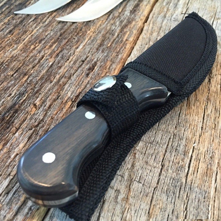 Lot de 3 Couteaux Short Skinner Lame Acier Inox Manche Bois Etui Nylon CN211187 - Livraison Gratuite