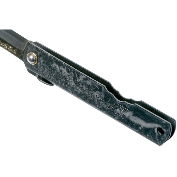 HIGOC3B Couteau Higonokami N° 3 Folder Blue Paper Manche Métal Black/Gray Made Japan - Livraison Gratuite