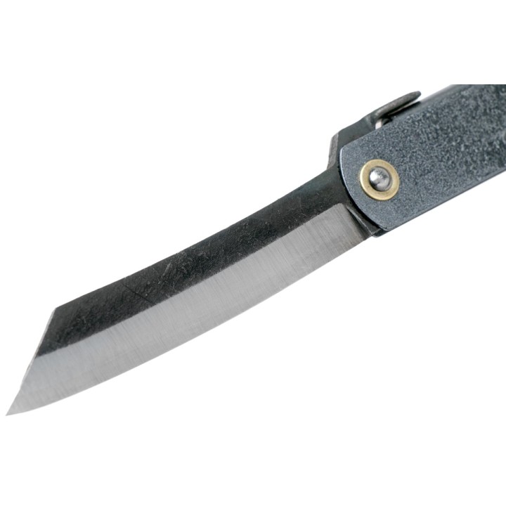 HIGOC3B Couteau Higonokami N° 3 Folder Blue Paper Manche Métal Black/Gray Made Japan - Livraison Gratuite