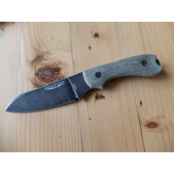Couteau Bradford Knives Guardian 3 Nimbus Lame Acier N690 Manche Micarta Etui Cuir Made In USA BRAD3SF102N - Livraison Gratuite