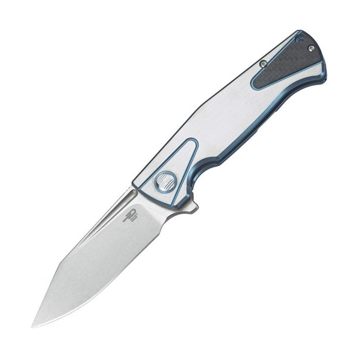 BTKT1901D Couteau Bestech Knives HORUS Blue/Silver Titanium Handle S35VN Blade - Livraison Gratuite
