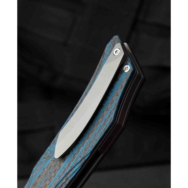 Couteau Bestech Falko Blue Lame Acier 154CM Manche G10/Fibre Carbone Linerlock Clip BTKL01B - Livraison Gratuite
