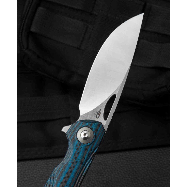 Couteau Bestech Falko Blue Lame Acier 154CM Manche G10/Fibre Carbone Linerlock Clip BTKL01B - Livraison Gratuite