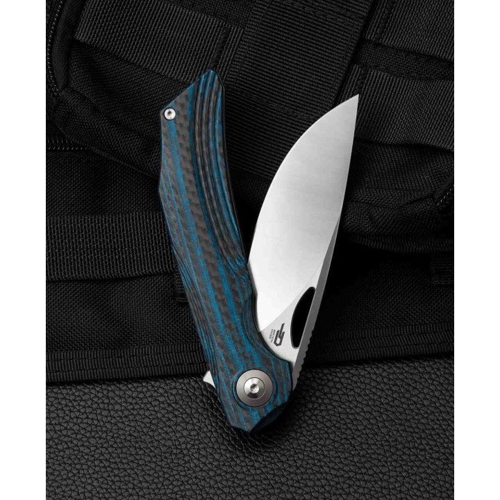 Couteau Bestech Falko Blue Lame Acier 154CM Manche G10/Fibre Carbone Linerlock Clip BTKL01B - Livraison Gratuite