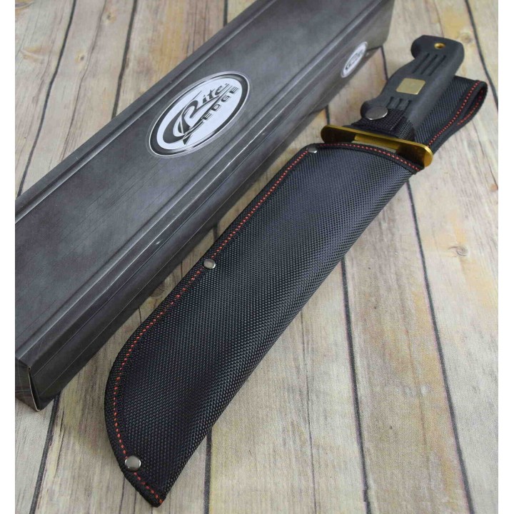 Couteau Machette Big Bad Bowie Lame Acier Inox Manche Caoutchouc Etui Nylon CN211492 - Livraison Gratuite