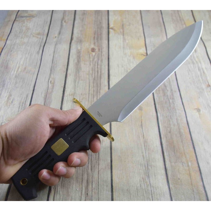 Couteau Machette Big Bad Bowie Lame Acier Inox Manche Caoutchouc Etui Nylon CN211492 - Livraison Gratuite