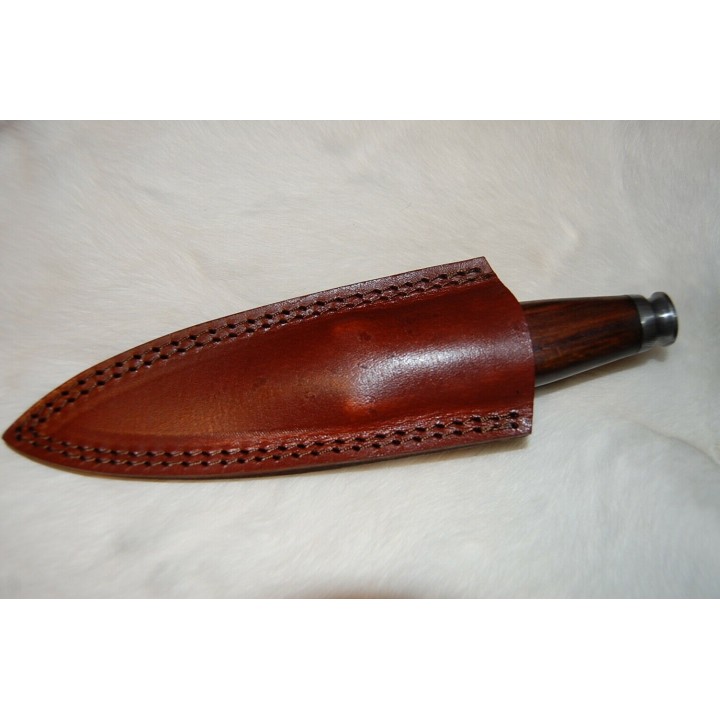 Dague Couteau Scottish Sgian Dubh Damas 256 Couches Manche Bois Etui Cuir DM1263 - Livraison Gratuite