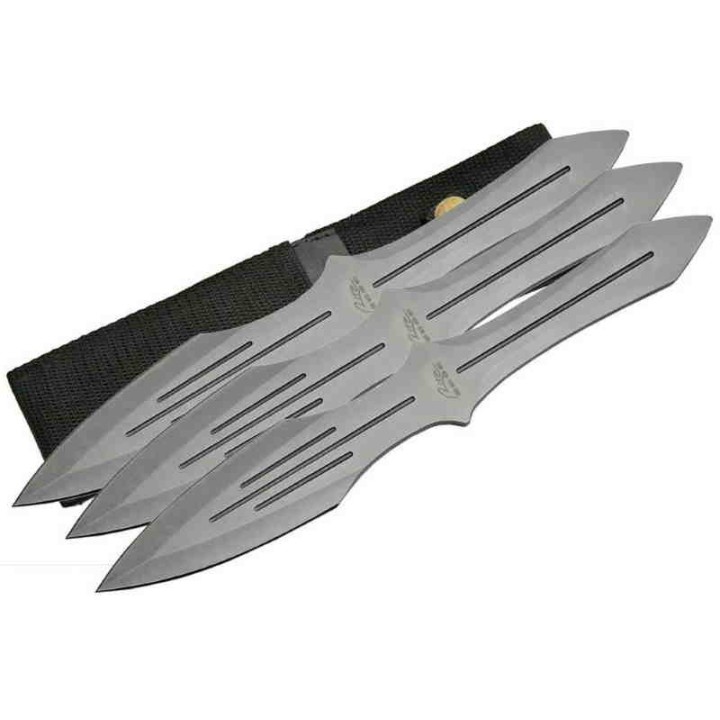 CN211230SL Lot de 3 Couteaux de Lancer Cirque Compétition Acier Inox Etui Nylon - Livraison Gratuite