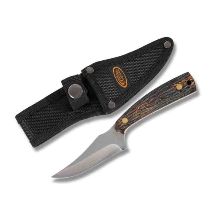 CN211234SG Lot de 3 Couteau Skinner Lame Acier Inox Manche Façon Bois de Cerf Etui Nylon - Livraison Gratuite