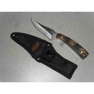 CN211234SG Lot de 3 Couteau Skinner Lame Acier Inox Manche Façon Bois de Cerf Etui Nylon - Livraison Gratuite