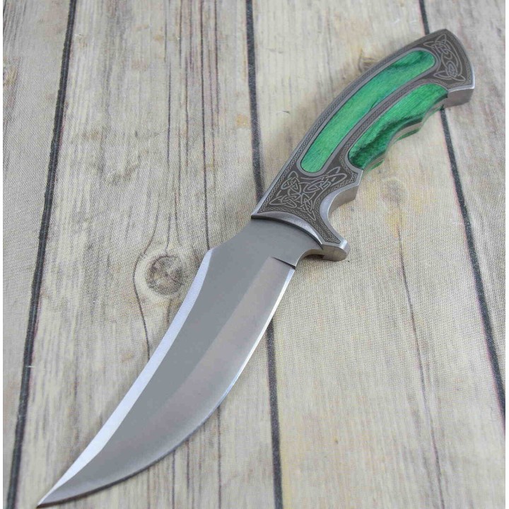 Couteau de Chasse Celtic Lame Acier Inox Manche Bois Etui Nylon CN211396GN - Livraison Gratuite 