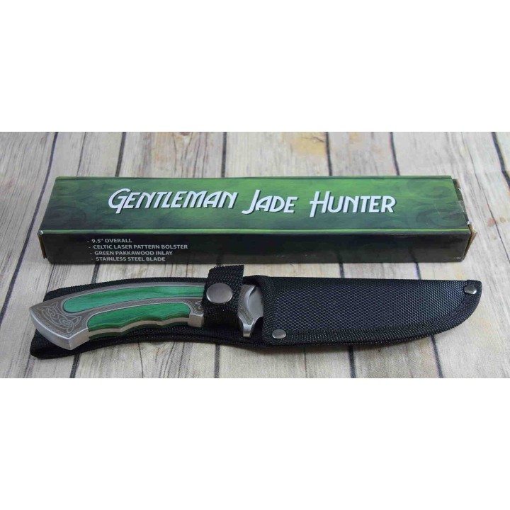 Couteau de Chasse Celtic Lame Acier Inox Manche Bois Etui Nylon CN211396GN - Livraison Gratuite 