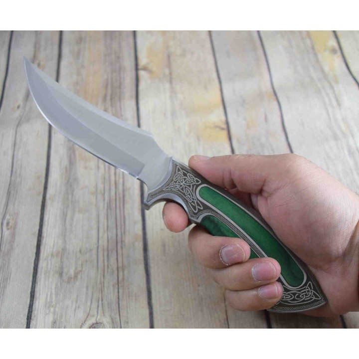 Couteau de Chasse Celtic Lame Acier Inox Manche Bois Etui Nylon CN211396GN - Livraison Gratuite 