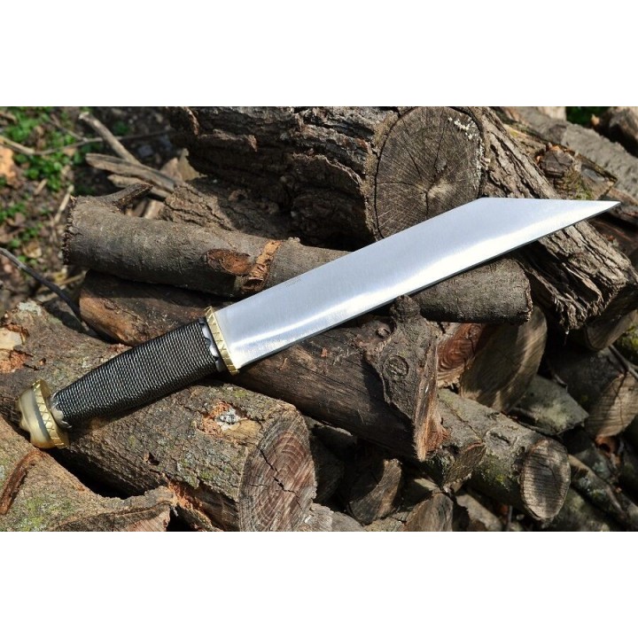 Couteau De Viking Seax Lame Acier Inox Manche Chainette Etui Cuir PA3340 - Livraison Gratuite