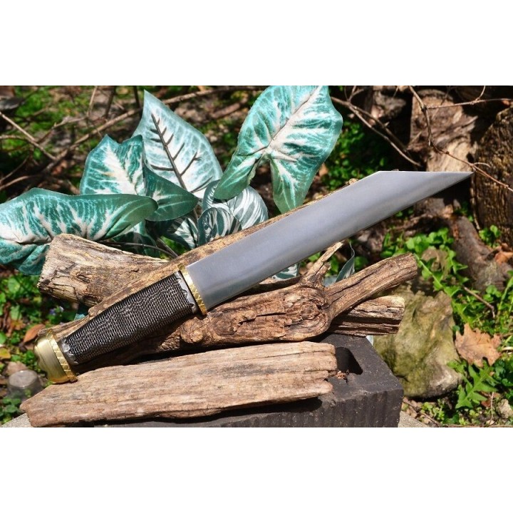 Couteau De Viking Seax Lame Acier Inox Manche Chainette Etui Cuir PA3340 - Livraison Gratuite
