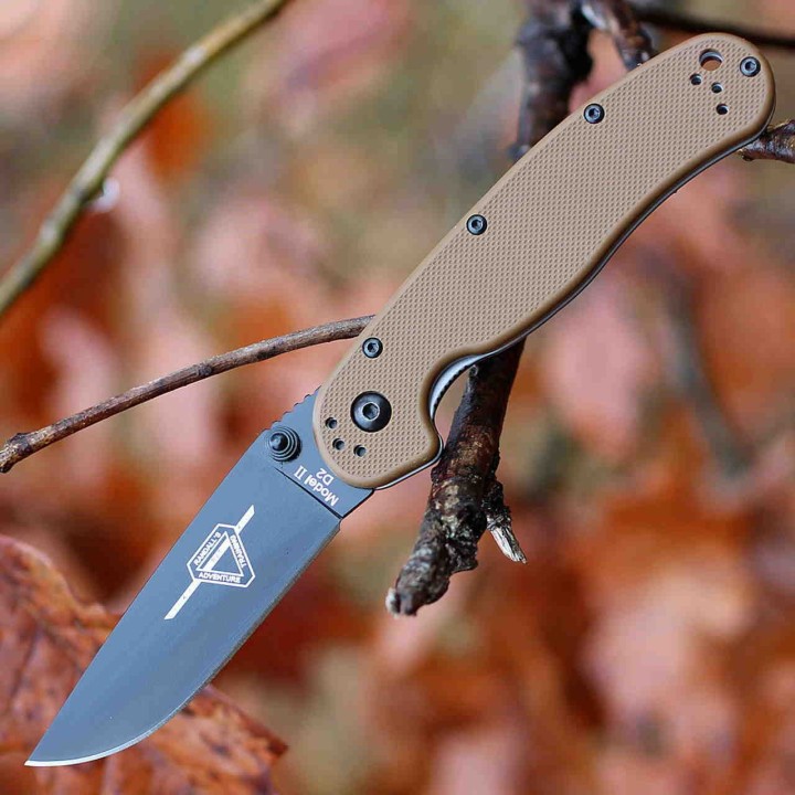 Couteau Ontario Rat II D2 Brown Manche FRN Lame Acier D2 Linerlock Clip ON8830CB - Livraison Gratuite