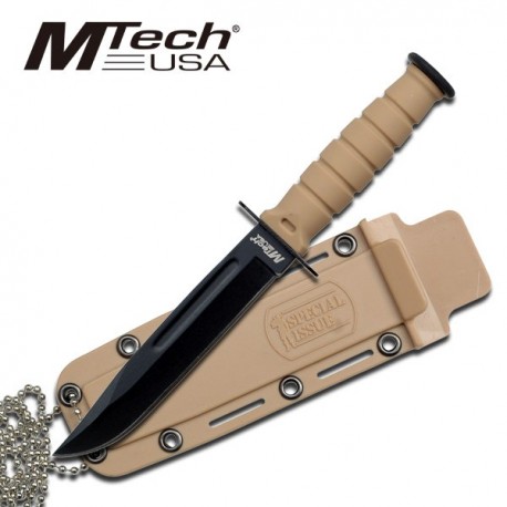 Couteau de Cou Tactical Desert Tan MTECH Acier 440 MT632DT - Livraison Gratuite