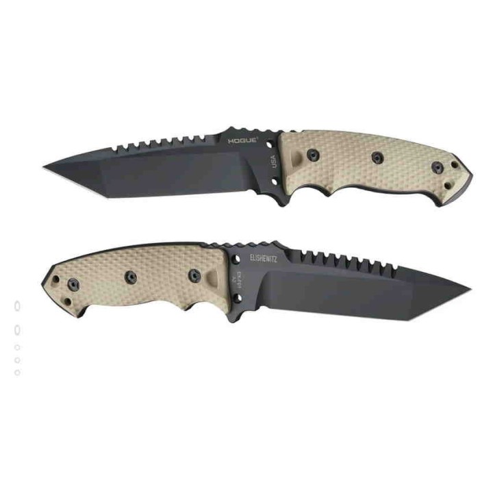 Couteau Tactical Hogue EX-F01 Tactical Tanto Lame Acier A2 Manche Tan G-10 Etui Nylon HO35127 - Livraison Gratuite
