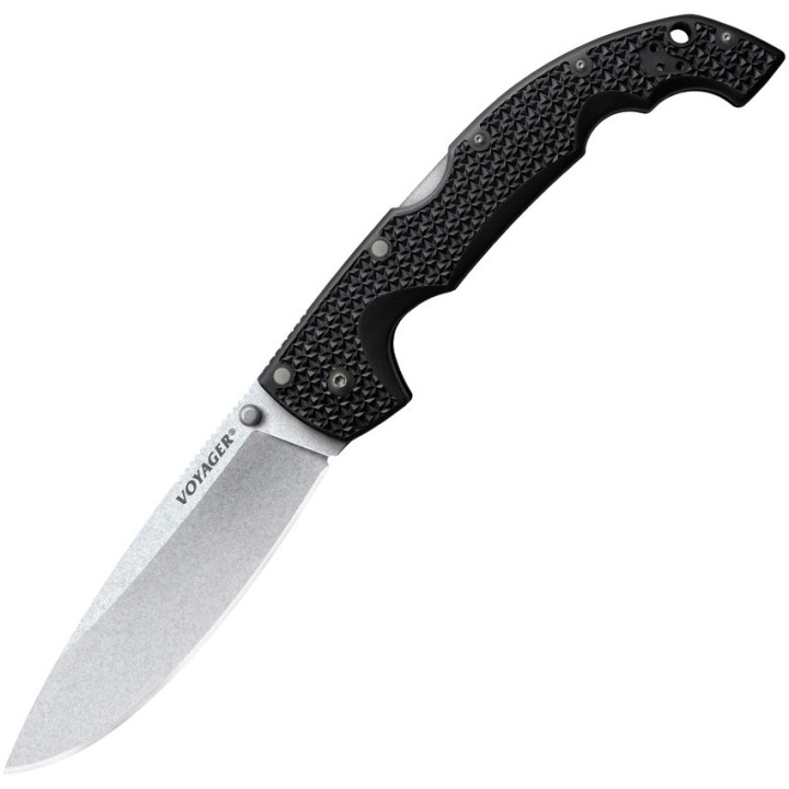 Couteau Cold Steel XL Voyager Drop Point Lame Acier AUS-10 Manche Griv-Ex Clip CS29AXB - Livraison Gratuite