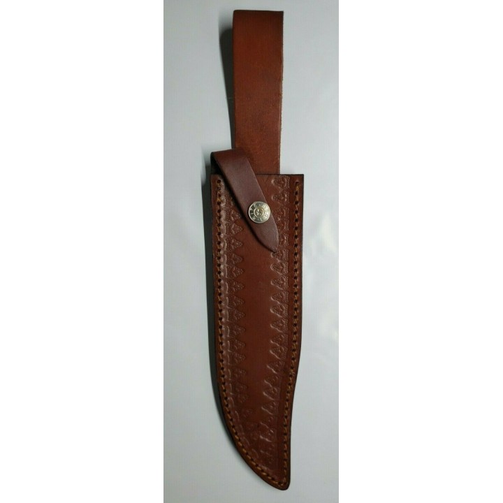Couteau Burnt Bone Bowie Damas Lame 256 Couches Manche Os Etui Cuir DM1256 - Livraison Gratuite