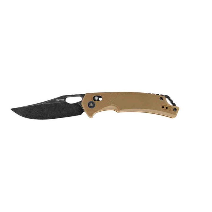 Couteau SRM Knives 9201 Ambi Lock Lame D2 Manche Brown G10 Clip SRM9201GW - Livraison Gratuite