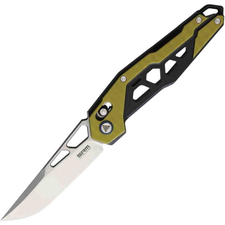 Couteau SRM Knives 9225 Ambi Lock Lame D2 Manche Yellow G10 Clip SRM9225GJ - Livraison Gratuite