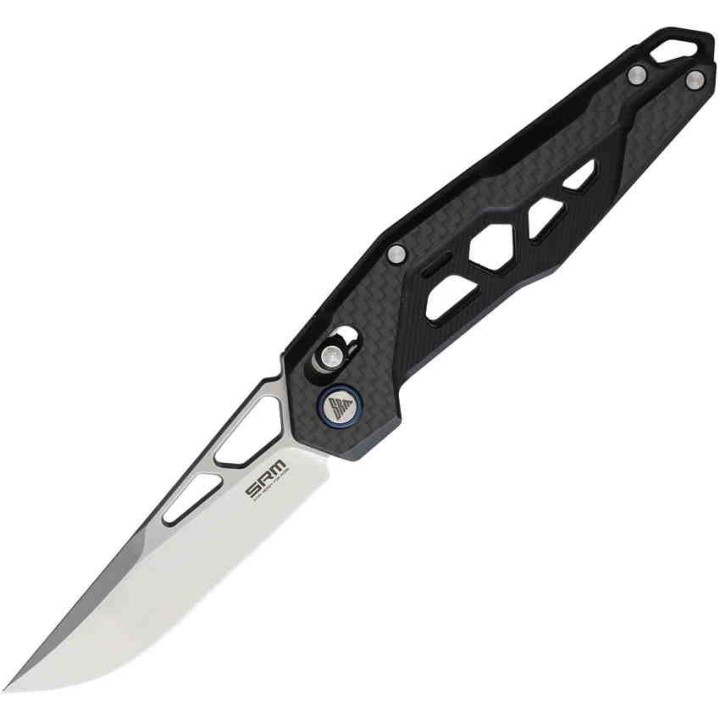Couteau SRM Knives 9225 Ambi Lock Lame D2 Manche FCarbone/G10 Clip SRM9225KB - Livraison Gratuite