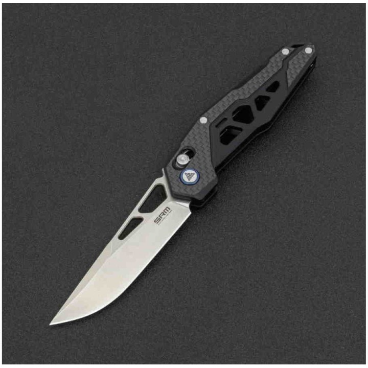 Couteau SRM Knives 9225 Ambi Lock Lame D2 Manche FCarbone/G10 Clip SRM9225KB - Livraison Gratuite