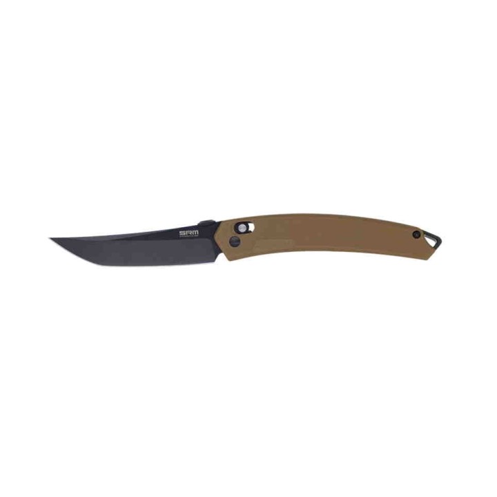 Couteau SRM Knives 9211 Ambi Lock Lame Tanto 8Cr13MoV Manche G10 Brown Clip SRM9211GW - Livraison Gratuite