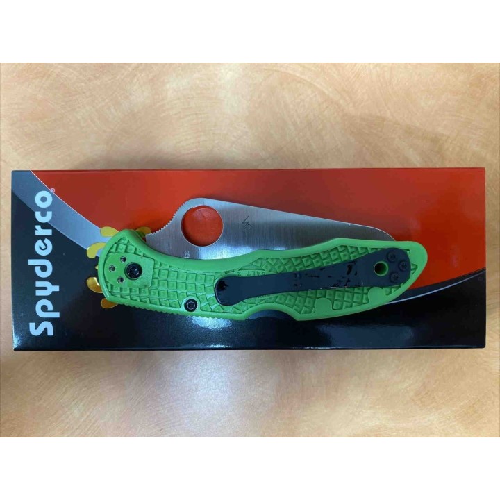 Couteau Spyderco Salt 2 Green Delica 4 Lame Acier LC200N Manche FRN Made Japan SC88FSGR2 - Livraison Gratuite