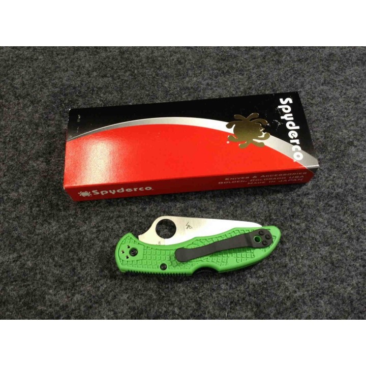 Couteau Spyderco Salt 2 Green Delica 4 Lame Acier LC200N Manche FRN Made Japan SC88FPGR2 - Livraison Gratuite