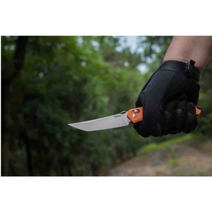 Couteau SRM Knives 9211 Ambi Lock Lame Tanto 8Cr13MoV Manche G10 Orange Clip SRM9211GJ - Livraison Gratuite
