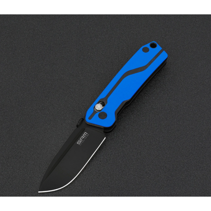 Couteau SRM Knives 7228 Ambi Lock Lame D2 Manche Blue G10 Clip SRM7228L - Livraison Gratuite
