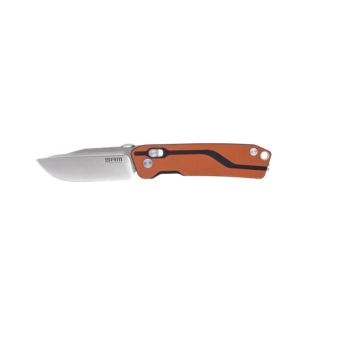 Couteau SRM Knives 7228 Ambi Lock Lame D2 Manche Orange G10 Clip SRM7228J - Livraison Gratuite