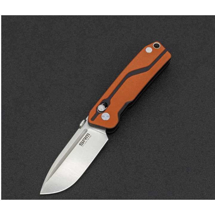 Couteau SRM Knives 7228 Ambi Lock Lame D2 Manche Orange G10 Clip SRM7228J - Livraison Gratuite