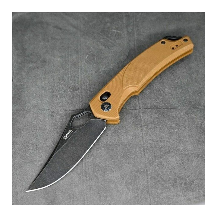Couteau SRM Knives 9202 Ambi Lock Lame D2 Manche Brown G10 Clip SRM9202GW - Livraison Gratuite