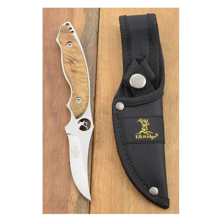 Lot de 3 Couteaux De Chasse Bush Craft Lame Acier 440 Manche Bois Etui Nylon ER538 - Livraison Gratuite