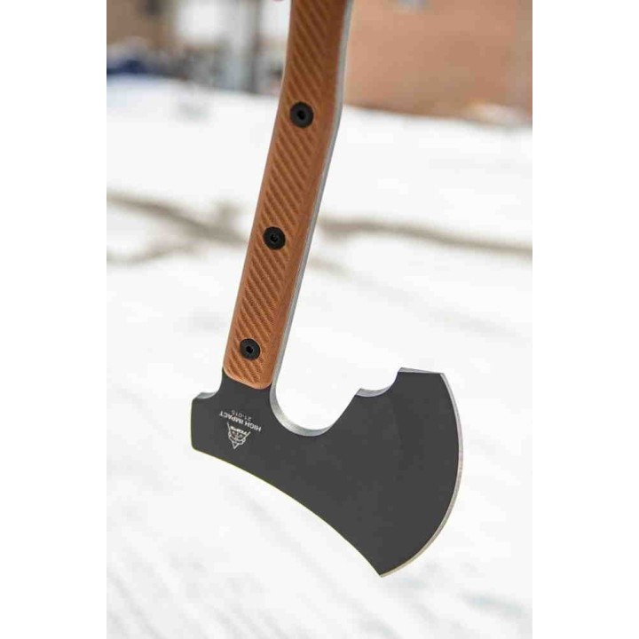 Hache Tops High Impact Axe Acier Carbone 1075 Manche Tan Micarta Etui Cuir Made USA TPHIM01 - Livraison Gratuite