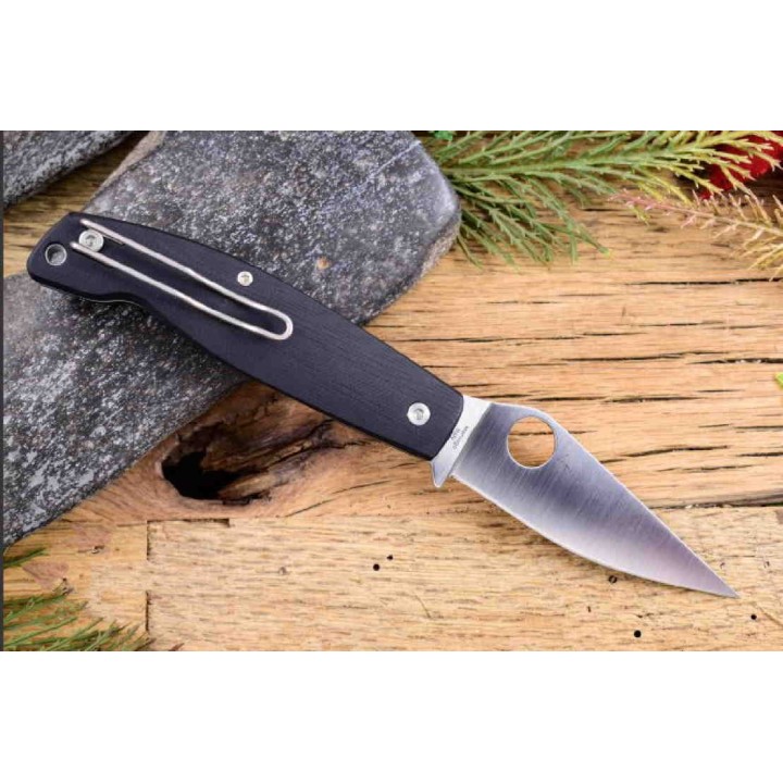 Couteau Spyderco Pattadese Lame Acier M390 Manche G10 Linerlock Clip Made Italy SC257GP - Livraison Gratuite