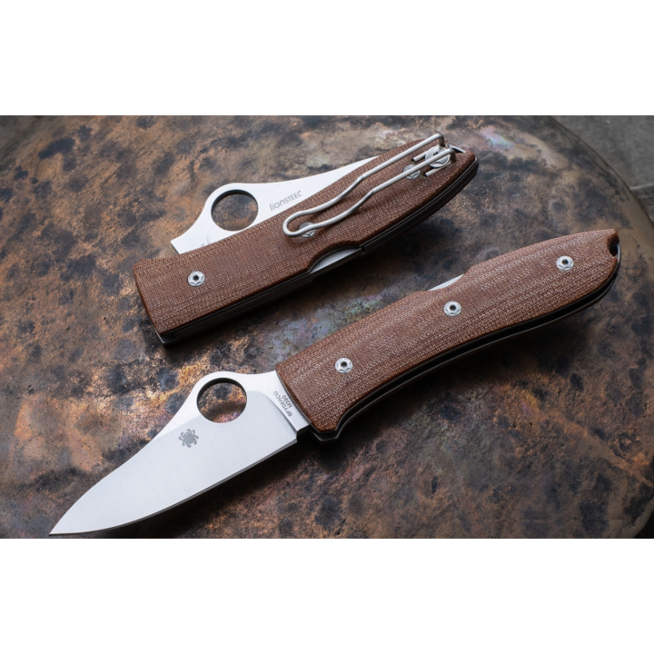Couteau Spyderco SpyOpera Lame Acier M390 Manche Micarta Lockback Clip Made Italy SC255CMP - Livraison Gratuite