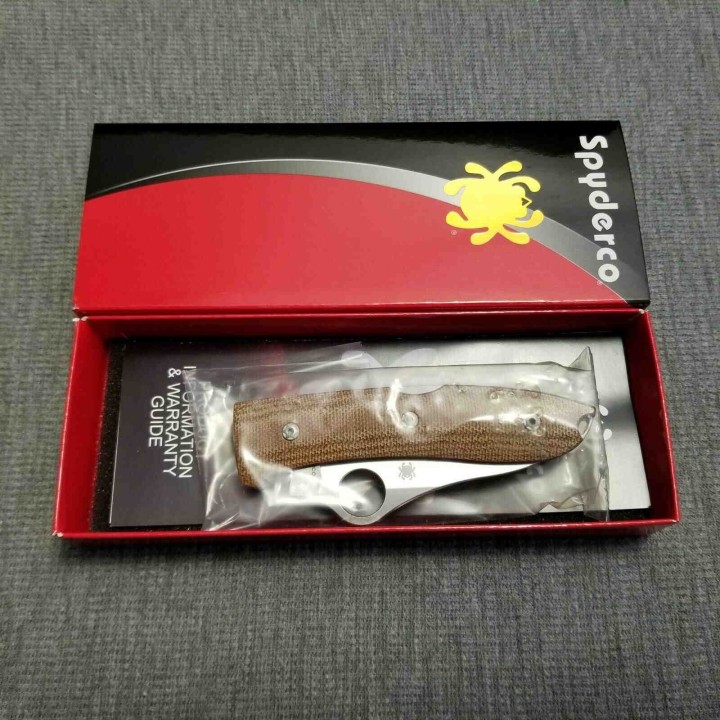 Couteau Spyderco SpyOpera Lame Acier M390 Manche Micarta Lockback Clip Made Italy SC255CMP - Livraison Gratuite