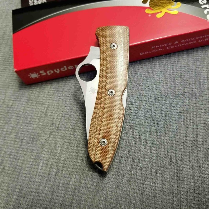 Couteau Spyderco SpyOpera Lame Acier M390 Manche Micarta Lockback Clip Made Italy SC255CMP - Livraison Gratuite