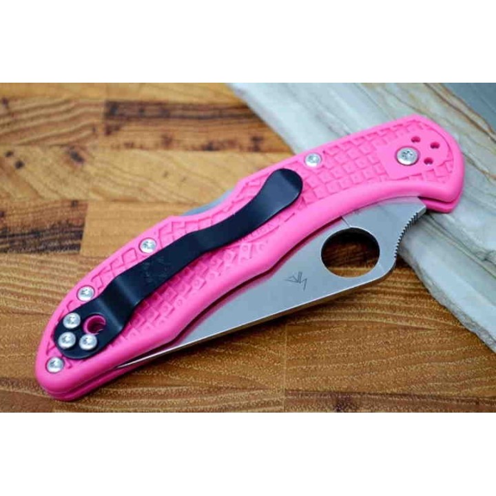 Couteau Spyderco Delica 4 Pink Lame Acier S30V Manche FRN Made Japan Lockback Clip SC11FPPNS30V - Livraison Gratuite