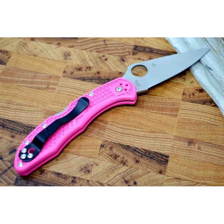 Couteau Spyderco Delica 4 Pink Lame Acier S30V Manche FRN Made Japan Lockback Clip SC11FPPNS30V - Livraison Gratuite