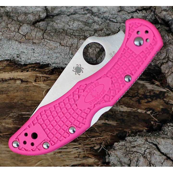 Couteau Spyderco Delica 4 Pink Lame Acier S30V Manche FRN Made Japan Lockback Clip SC11FPPNS30V - Livraison Gratuite