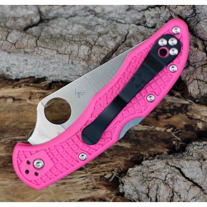Couteau Spyderco Delica 4 Pink Lame Acier S30V Manche FRN Made Japan Lockback Clip SC11FPPNS30V - Livraison Gratuite