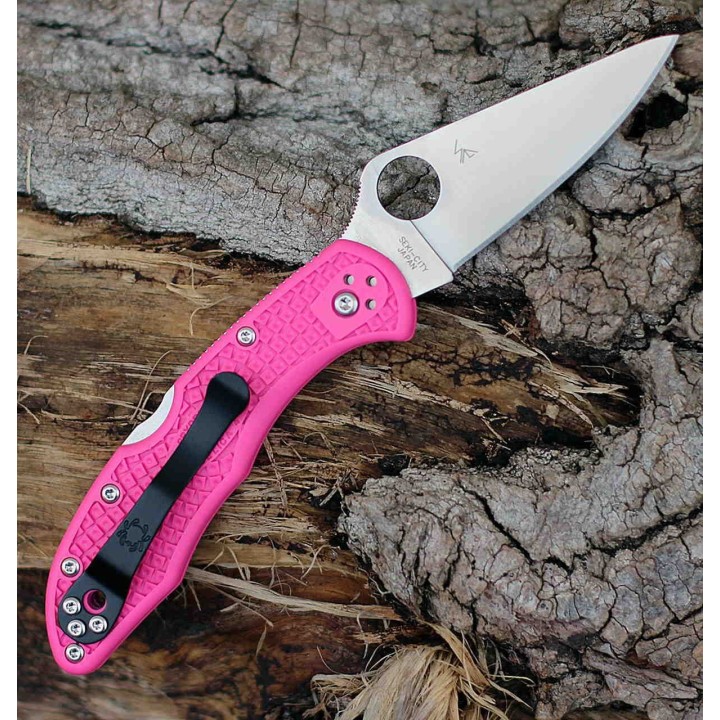 Couteau Spyderco Delica 4 Pink Lame Acier S30V Manche FRN Made Japan Lockback Clip SC11FPPNS30V - Livraison Gratuite
